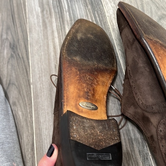 Salvatore Ferragamo Tramezza Brown Suede Cap Toe Derby Shoes - Picture 8 of 10